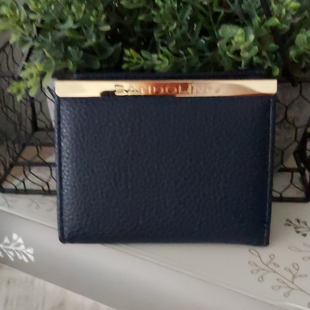 BANDOLINO navy blue wallet gold logo